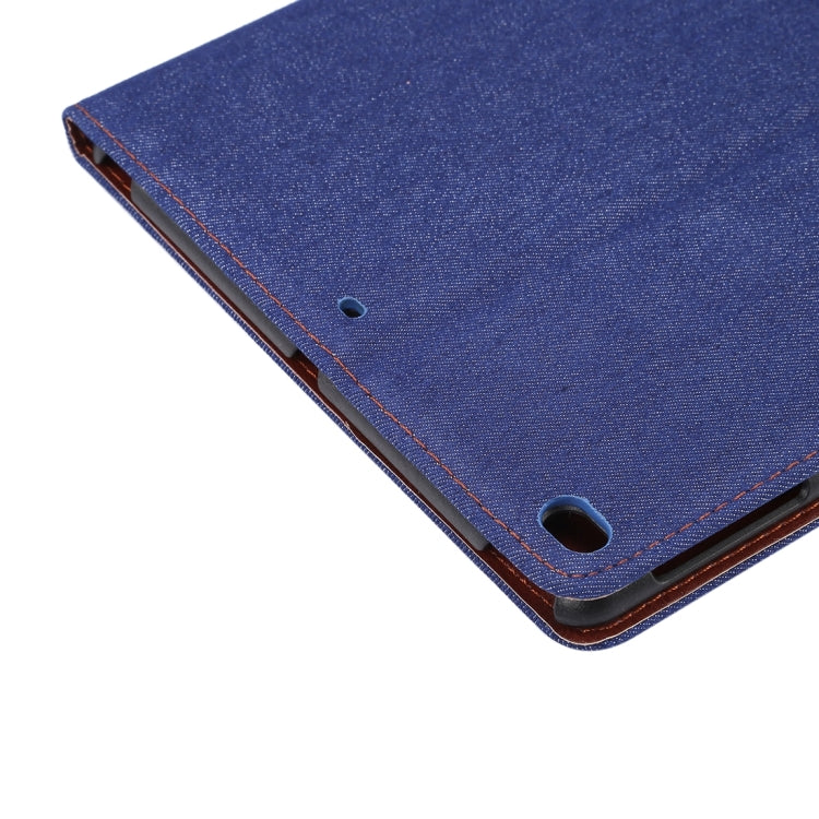 For New iPad 9.7 Inch iPad air (IPAD5) & IPAD air2 (IPAD6) Universal Denim Cloth Texture Surface Horizontal Flip Leather Protective Case with Holder & Card Slots & Wallet & Sleep(Dark Blue)