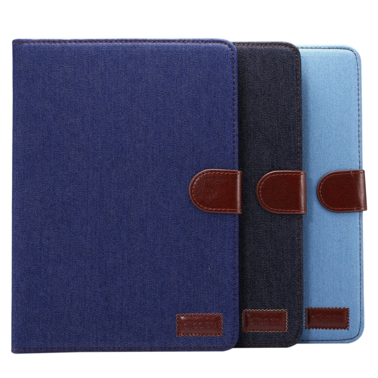 For New iPad 9.7 Inch iPad air (IPAD5) & IPAD air2 (IPAD6) Universal Denim Cloth Texture Surface Horizontal Flip Leather Protective Case with Holder & Card Slots & Wallet & Sleep(Dark Blue)