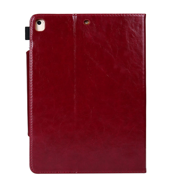 Crazy Horse Texture Horizontal Flip Case for iPad 9.7 (2018) & iPad 9.7 inch (2017), with Holder & Card Slots(Red)