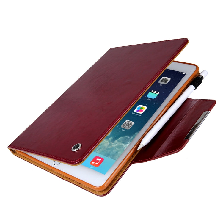 Crazy Horse Texture Horizontal Flip Case for iPad 9.7 (2018) & iPad 9.7 inch (2017), with Holder & Card Slots(Red)