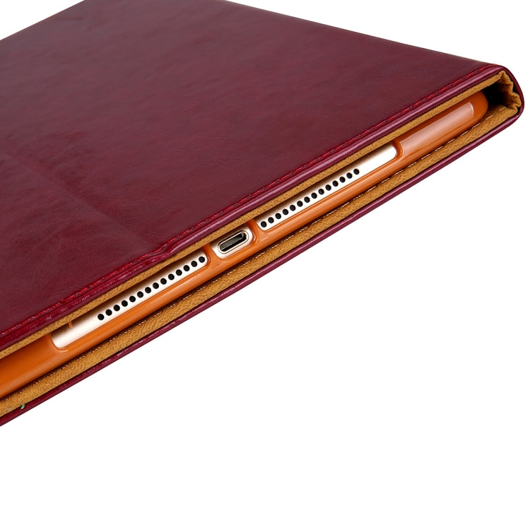 Crazy Horse Texture Horizontal Flip Case for iPad 9.7 (2018) & iPad 9.7 inch (2017), with Holder & Card Slots(Red)