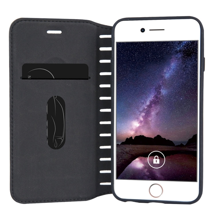 For  iPhone 8 & 7  PU Retro Texture with Absorption Horizontal Flip Leather Case with Holder & Card Slots