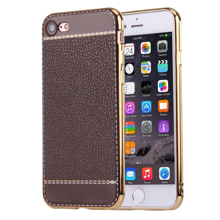 For  iPhone 8 & 7  3D Litchi Texture Soft TPU Protective Case
