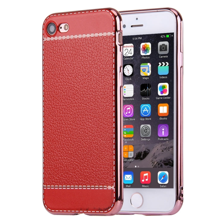For  iPhone 8 & 7  3D Litchi Texture Soft TPU Protective Case