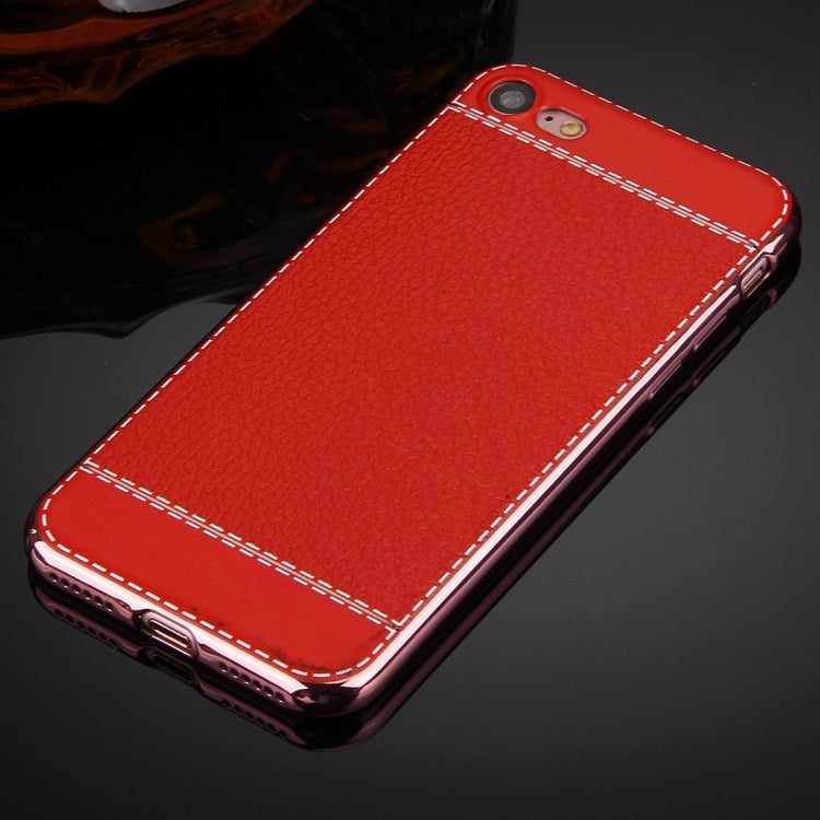 For  iPhone 8 & 7  3D Litchi Texture Soft TPU Protective Case