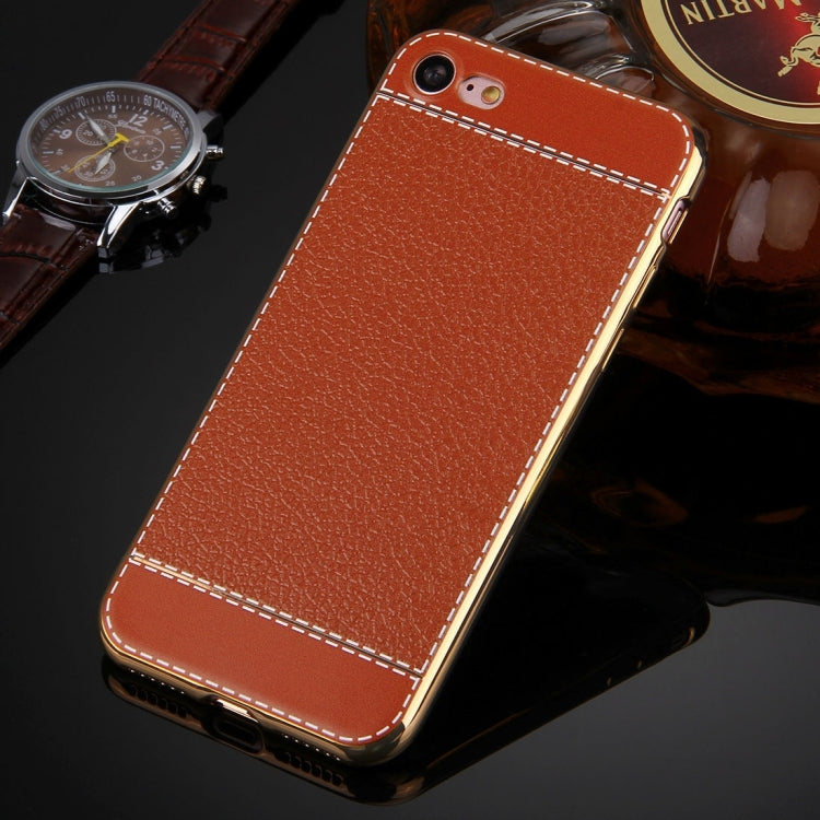 For  iPhone 8 & 7  3D Litchi Texture Soft TPU Protective Case