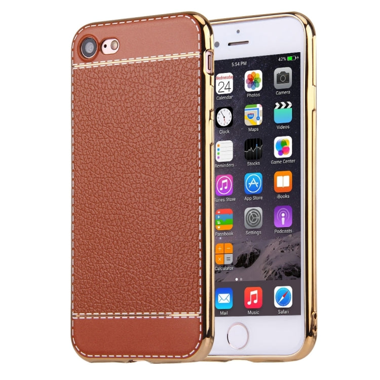 For  iPhone 8 & 7  3D Litchi Texture Soft TPU Protective Case