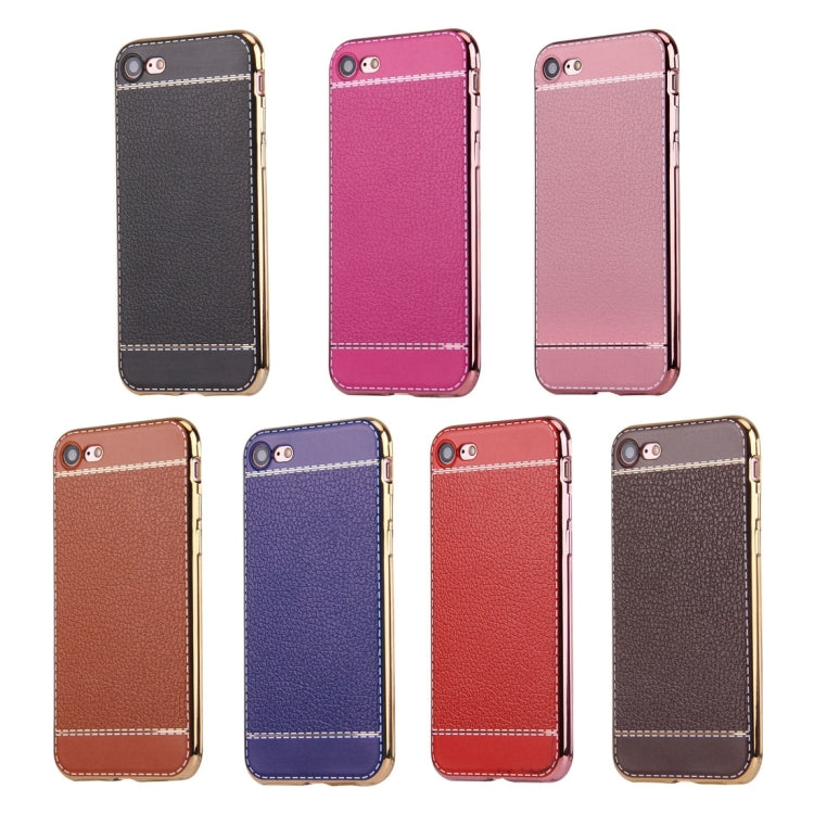 For  iPhone 8 & 7  3D Litchi Texture Soft TPU Protective Case