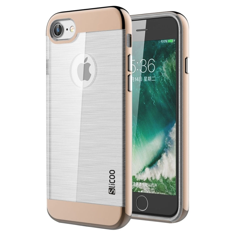SLiCOO for  iPhone 8 & 7  Concise Fashion Separable Dichromatic Brushed Texture Transparent TPU + Electroplating PC Combination Case
