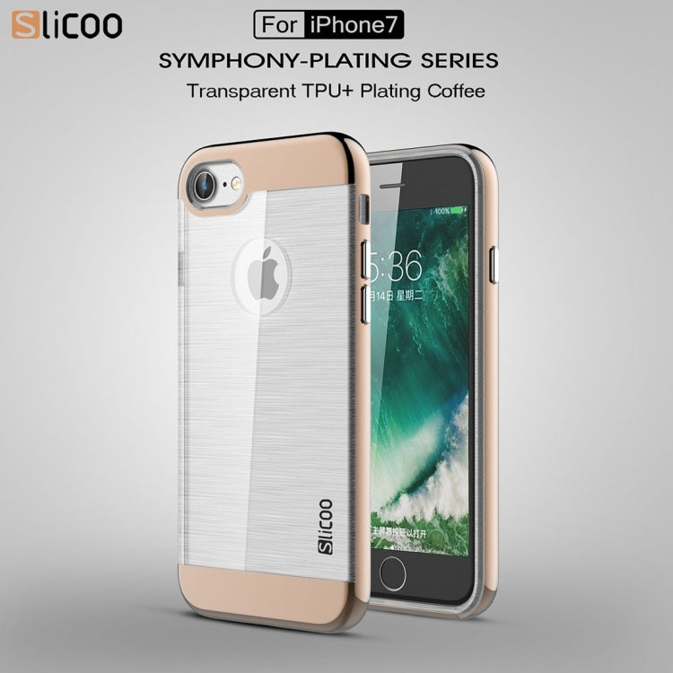 SLiCOO for  iPhone 8 & 7  Concise Fashion Separable Dichromatic Brushed Texture Transparent TPU + Electroplating PC Combination Case