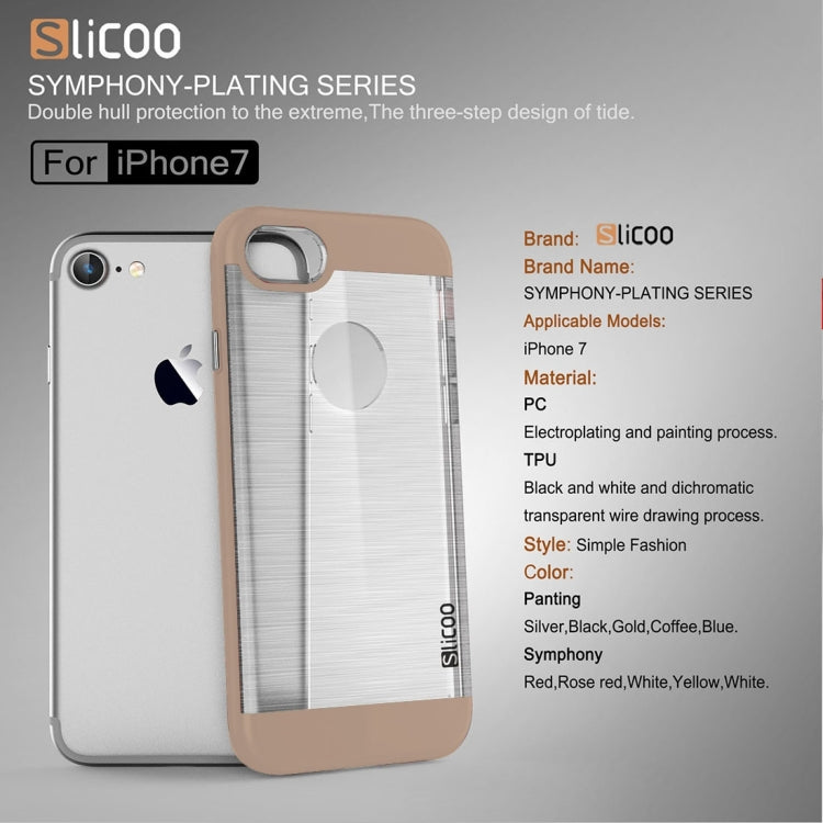 SLiCOO for  iPhone 8 & 7  Concise Fashion Separable Dichromatic Brushed Texture Transparent TPU + Electroplating PC Combination Case