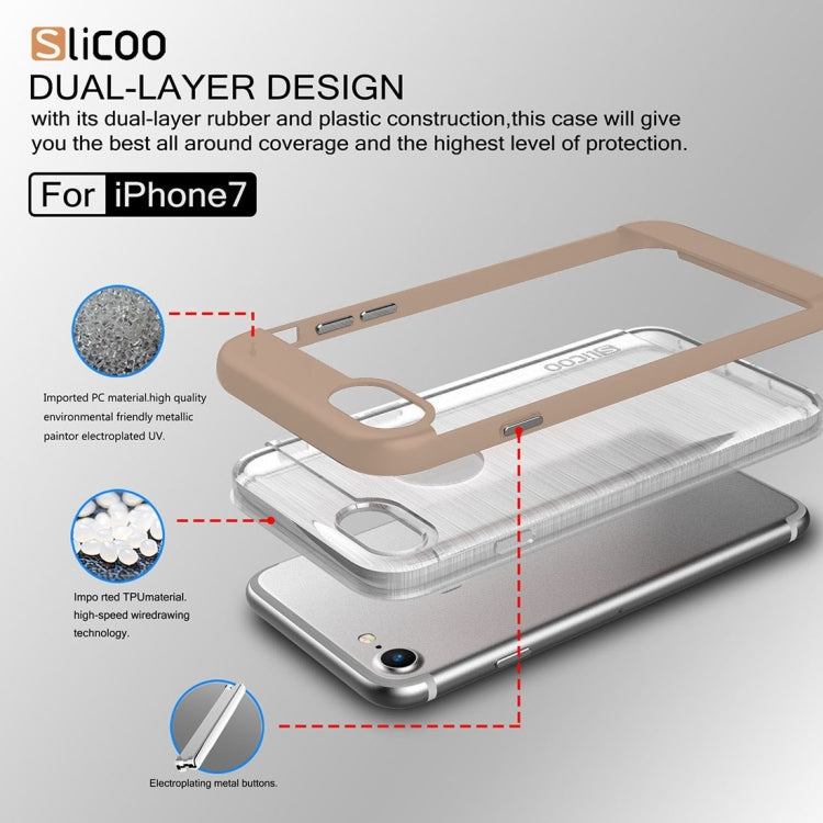 SLiCOO for  iPhone 8 & 7  Concise Fashion Separable Dichromatic Brushed Texture Transparent TPU + Electroplating PC Combination Case