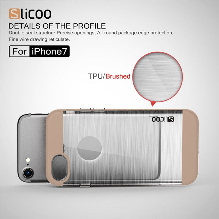 SLiCOO for  iPhone 8 & 7  Concise Fashion Separable Dichromatic Brushed Texture Transparent TPU + Electroplating PC Combination Case