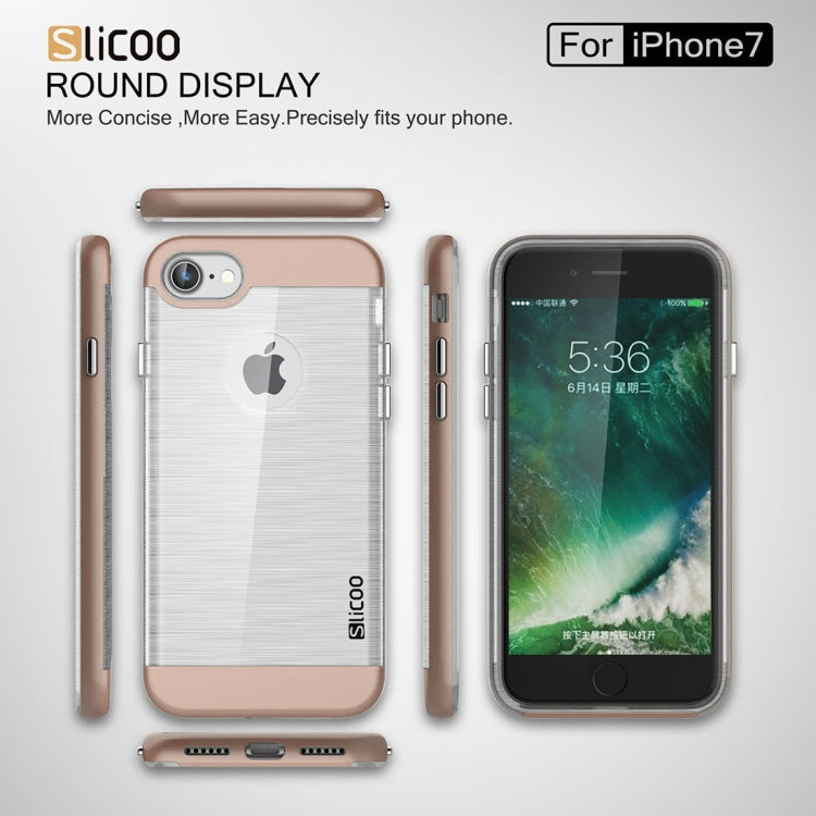 SLiCOO for  iPhone 8 & 7  Concise Fashion Separable Dichromatic Brushed Texture Transparent TPU + Electroplating PC Combination Case