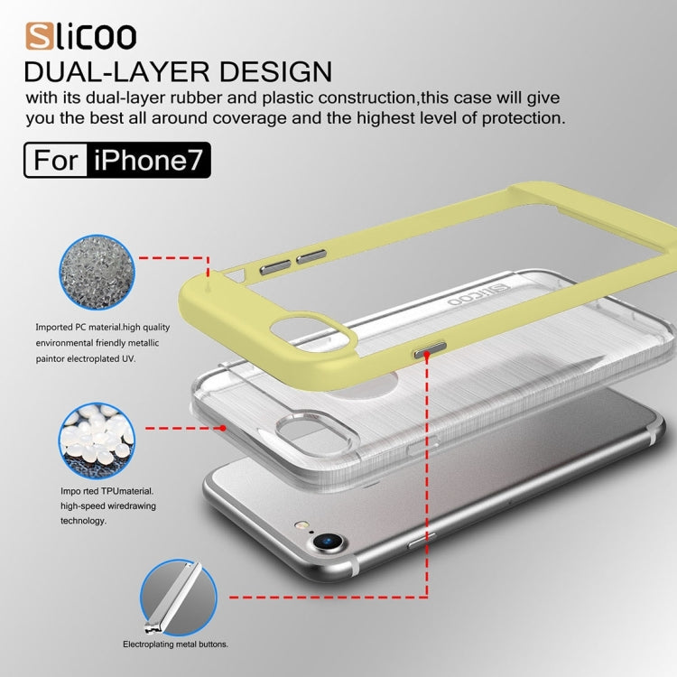 SLiCOO for  iPhone 8 & 7  Concise Fashion Separable Dichromatic Brushed Texture Transparent TPU + Electroplating PC Combination Case