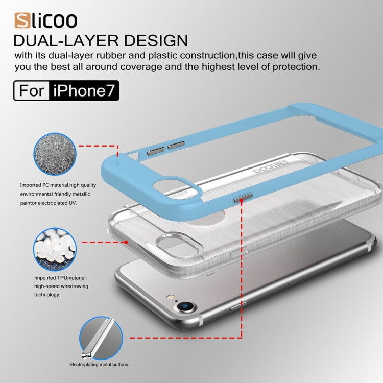 SLiCOO for  iPhone 8 & 7  Concise Fashion Separable Dichromatic Brushed Texture Transparent TPU + Electroplating PC Combination Case
