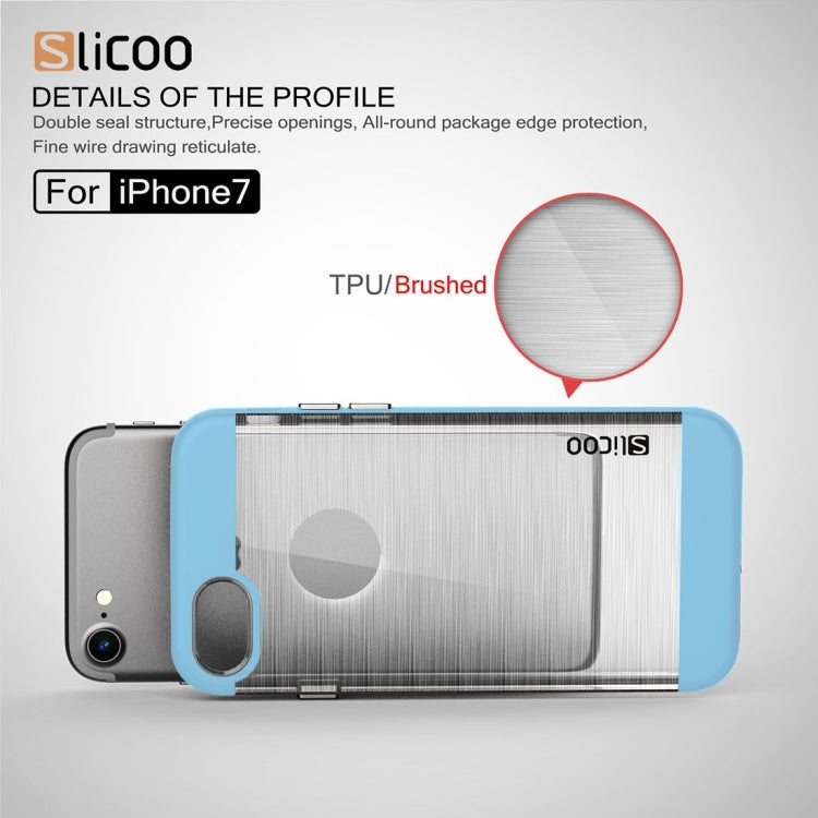 SLiCOO for  iPhone 8 & 7  Concise Fashion Separable Dichromatic Brushed Texture Transparent TPU + Electroplating PC Combination Case