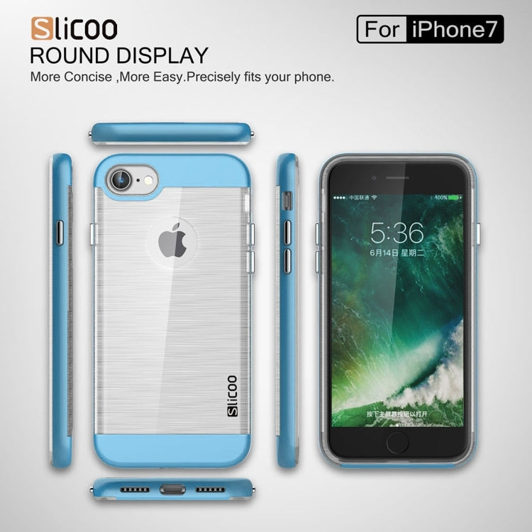 SLiCOO for  iPhone 8 & 7  Concise Fashion Separable Dichromatic Brushed Texture Transparent TPU + Electroplating PC Combination Case