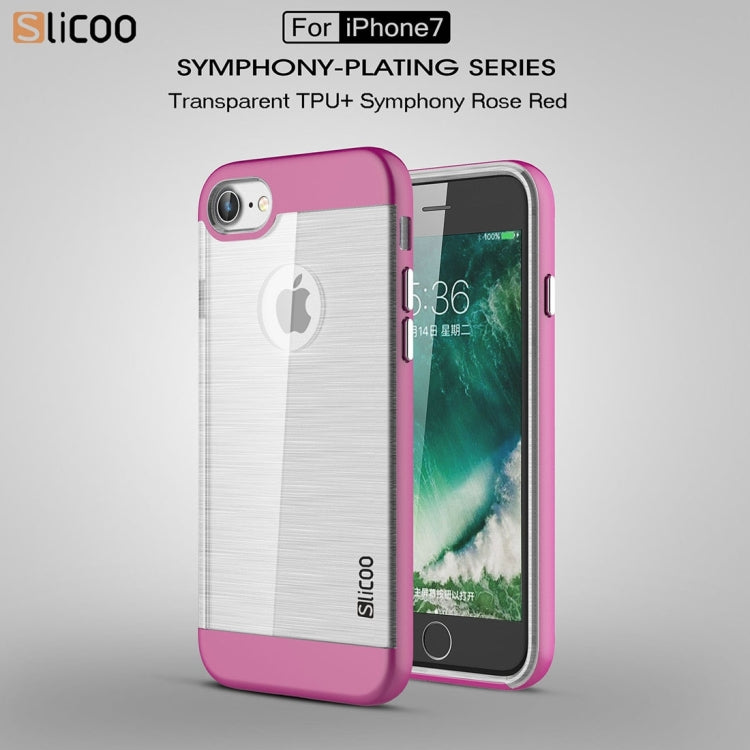 SLiCOO for  iPhone 8 & 7  Concise Fashion Separable Dichromatic Brushed Texture Transparent TPU + Electroplating PC Combination Case