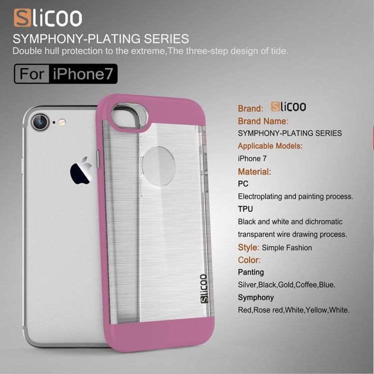 SLiCOO for  iPhone 8 & 7  Concise Fashion Separable Dichromatic Brushed Texture Transparent TPU + Electroplating PC Combination Case