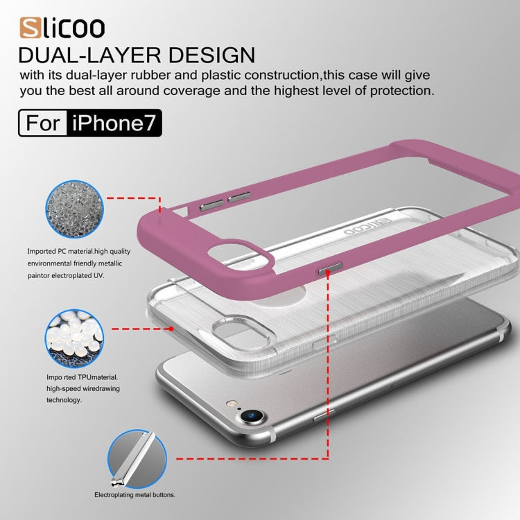 SLiCOO for  iPhone 8 & 7  Concise Fashion Separable Dichromatic Brushed Texture Transparent TPU + Electroplating PC Combination Case