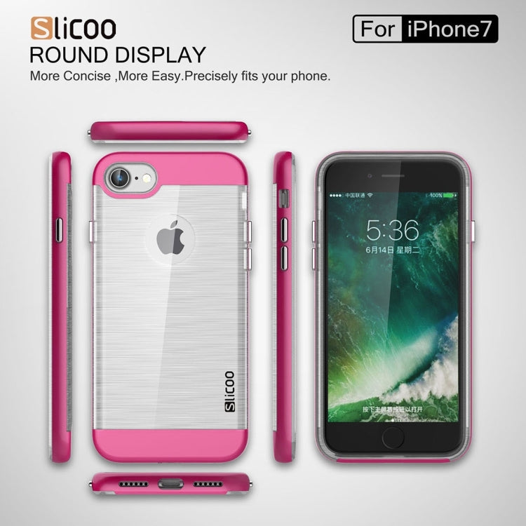 SLiCOO for  iPhone 8 & 7  Concise Fashion Separable Dichromatic Brushed Texture Transparent TPU + Electroplating PC Combination Case