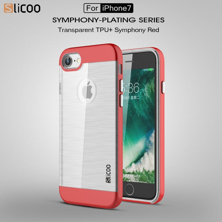 SLiCOO for  iPhone 8 & 7  Concise Fashion Separable Dichromatic Brushed Texture Transparent TPU + Electroplating PC Combination Case
