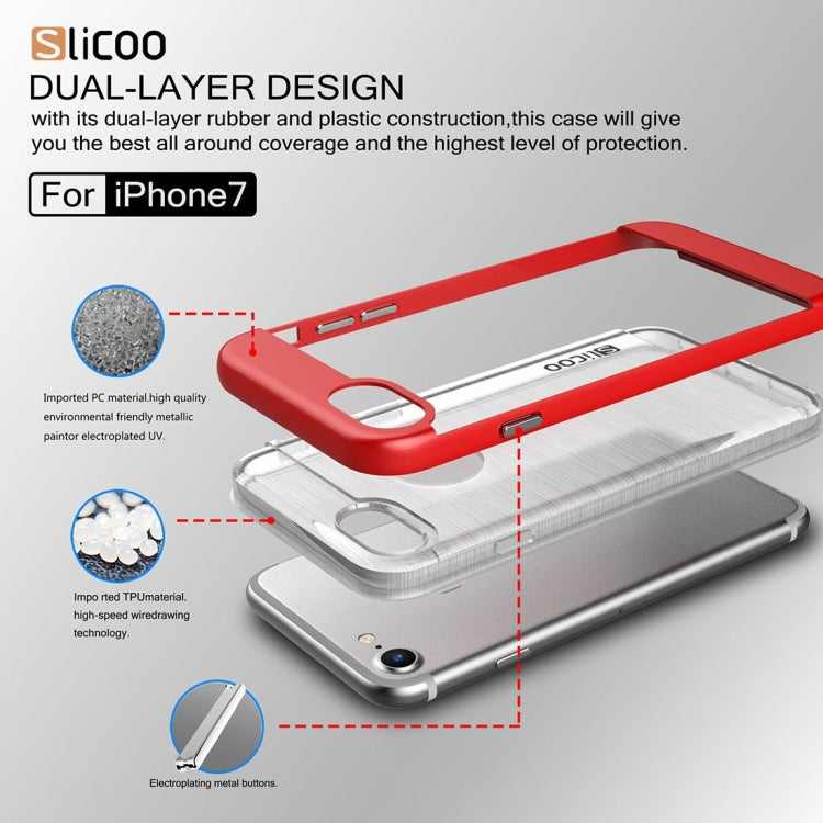 SLiCOO for  iPhone 8 & 7  Concise Fashion Separable Dichromatic Brushed Texture Transparent TPU + Electroplating PC Combination Case