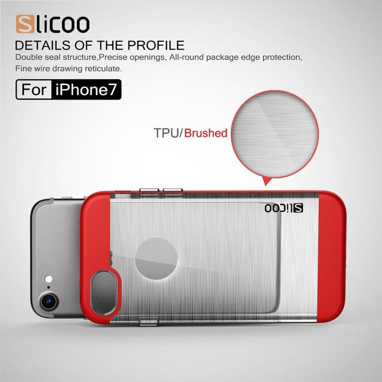 SLiCOO for  iPhone 8 & 7  Concise Fashion Separable Dichromatic Brushed Texture Transparent TPU + Electroplating PC Combination Case
