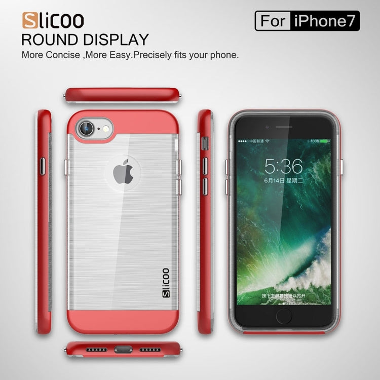 SLiCOO for  iPhone 8 & 7  Concise Fashion Separable Dichromatic Brushed Texture Transparent TPU + Electroplating PC Combination Case