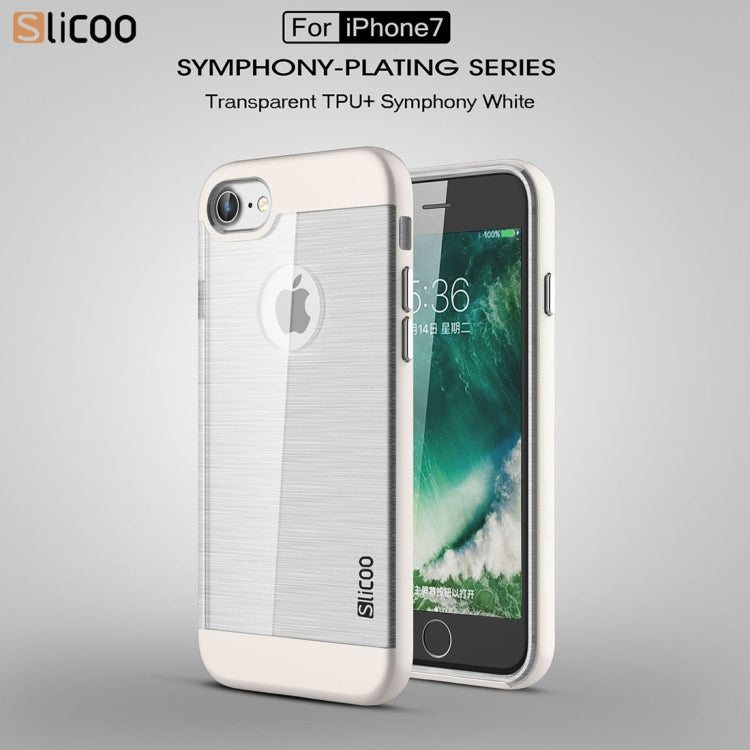 SLiCOO for  iPhone 8 & 7  Concise Fashion Separable Dichromatic Brushed Texture Transparent TPU + Electroplating PC Combination Case