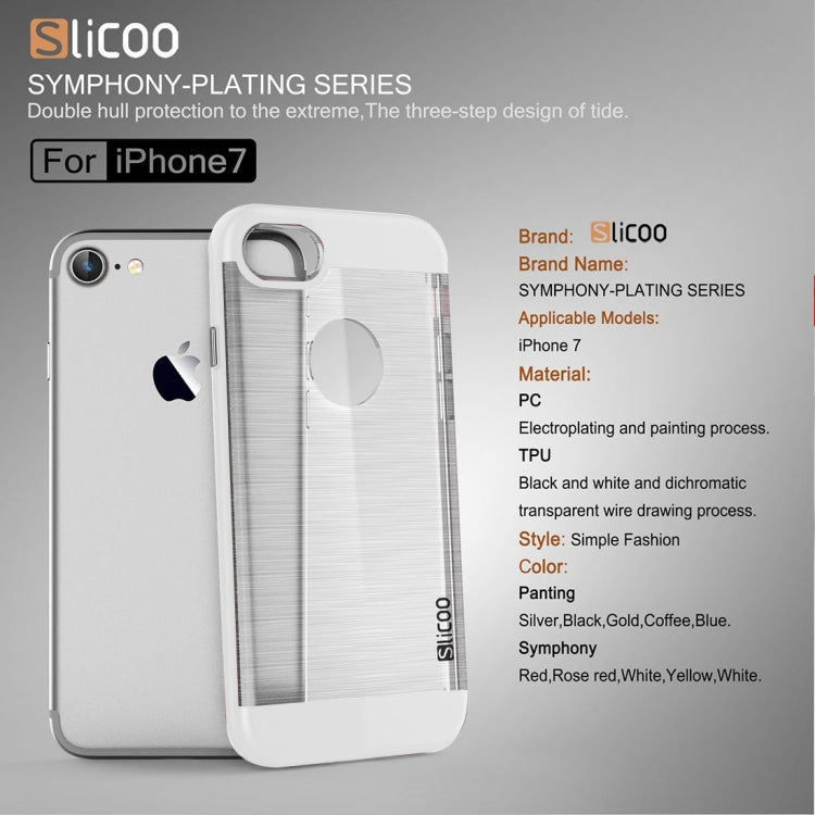 SLiCOO for  iPhone 8 & 7  Concise Fashion Separable Dichromatic Brushed Texture Transparent TPU + Electroplating PC Combination Case