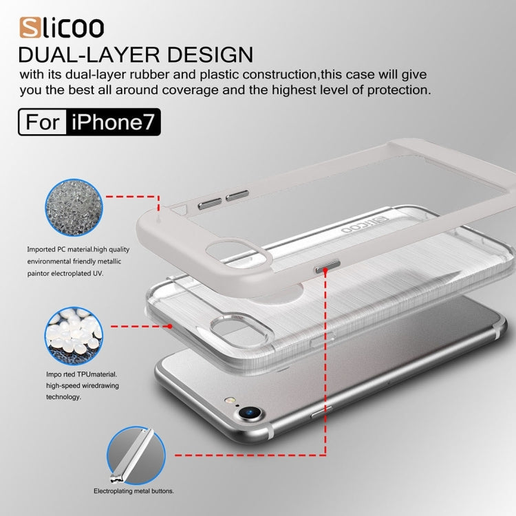 SLiCOO for  iPhone 8 & 7  Concise Fashion Separable Dichromatic Brushed Texture Transparent TPU + Electroplating PC Combination Case