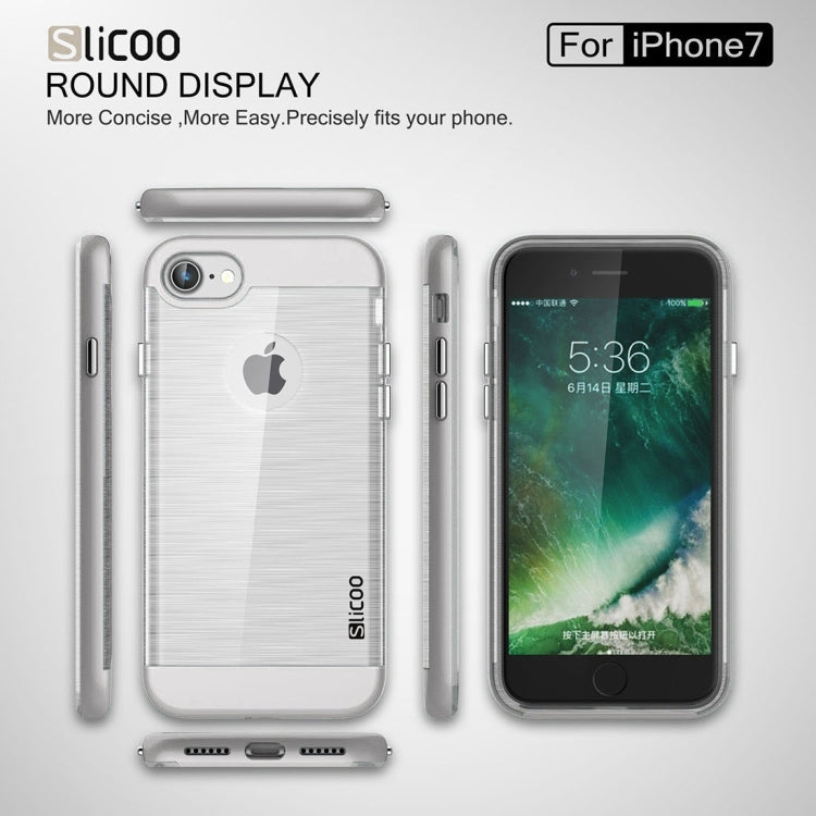 SLiCOO for  iPhone 8 & 7  Concise Fashion Separable Dichromatic Brushed Texture Transparent TPU + Electroplating PC Combination Case