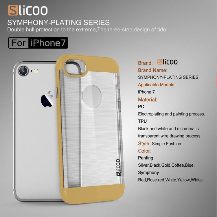 SLiCOO for  iPhone 8 & 7  Concise Fashion Separable Dichromatic Brushed Texture Transparent TPU + Electroplating PC Combination Case