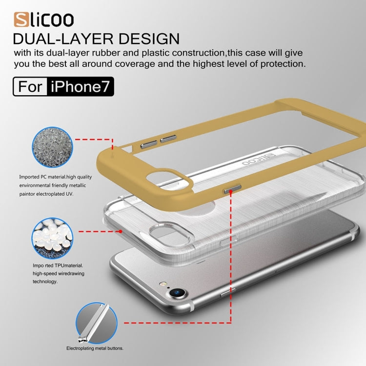 SLiCOO for  iPhone 8 & 7  Concise Fashion Separable Dichromatic Brushed Texture Transparent TPU + Electroplating PC Combination Case