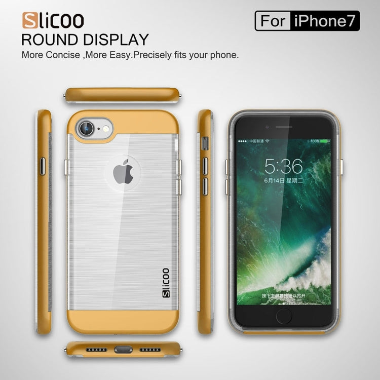 SLiCOO for  iPhone 8 & 7  Concise Fashion Separable Dichromatic Brushed Texture Transparent TPU + Electroplating PC Combination Case