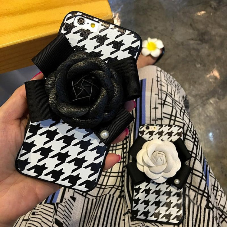 For  iPhone 8 & 7  3D Camellia Bird Texture Silicone Protective Back Cover Case (Black)