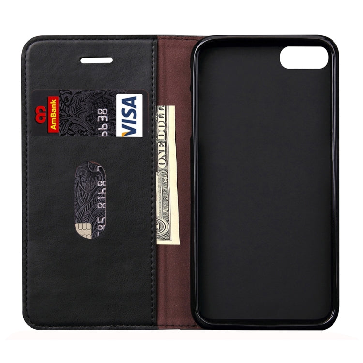 For  iPhone 8 & 7  Retro Crazy Horse Texture Magnetic Adsorption Horizontal Flip Leather Case with Card Slot & Holder & Wallet