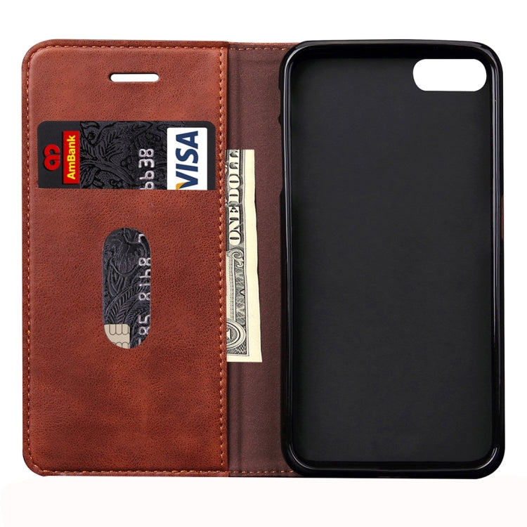 For  iPhone 8 & 7  Retro Crazy Horse Texture Magnetic Adsorption Horizontal Flip Leather Case with Card Slot & Holder & Wallet