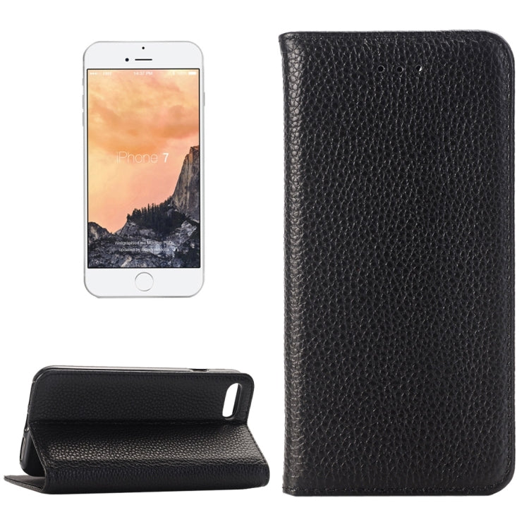 For  iPhone 8 & 7  Lichee Texture Horizontal Flip Genuine Leather Case with Holder & Card Slots & Wallet