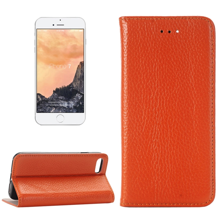 For  iPhone 8 & 7  Lichee Texture Horizontal Flip Genuine Leather Case with Holder & Card Slots & Wallet