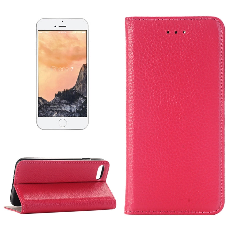 For  iPhone 8 & 7  Lichee Texture Horizontal Flip Genuine Leather Case with Holder & Card Slots & Wallet
