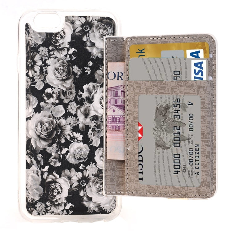 For  iPhone 8 & 7  Rose Pattern Flexible Card Slots