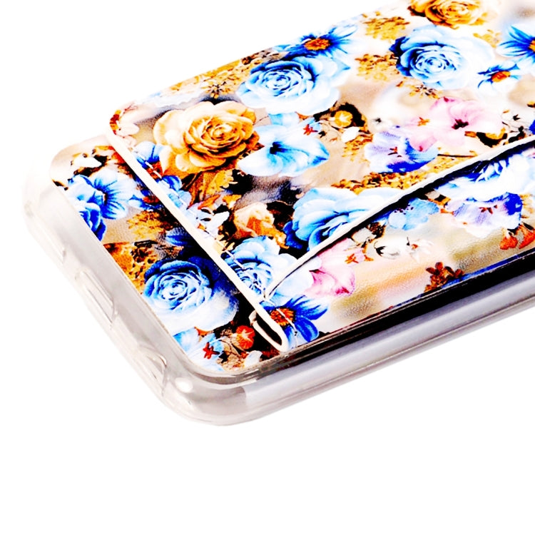 For  iPhone 8 & 7  Rose Pattern Flexible Card Slots
