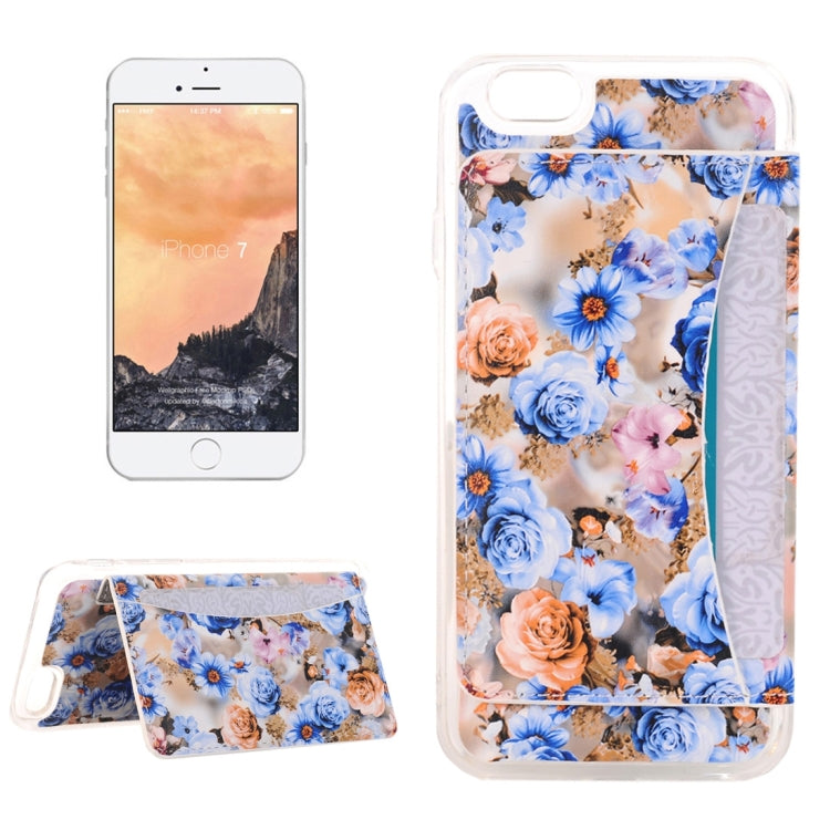 For  iPhone 8 & 7  Rose Pattern Flexible Card Slots
