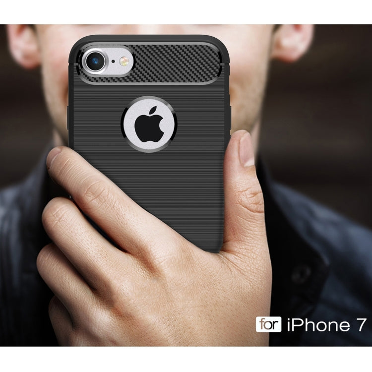For  iPhone 8 & 7  Brushed Texture Fiber TPU Rugged Armor Protective Case