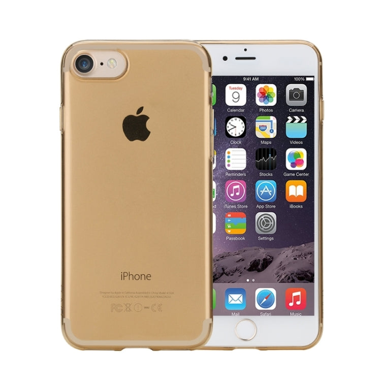 Rock for  iPhone 8 & 7  Transparent Ultrathin Soft TPU Protective Back Case without USB Anti-Dust Plug(Gold)