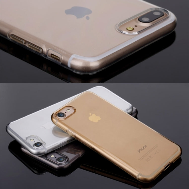 Rock for  iPhone 8 & 7  Transparent Ultrathin Soft TPU Protective Back Case without USB Anti-Dust Plug(Gold)