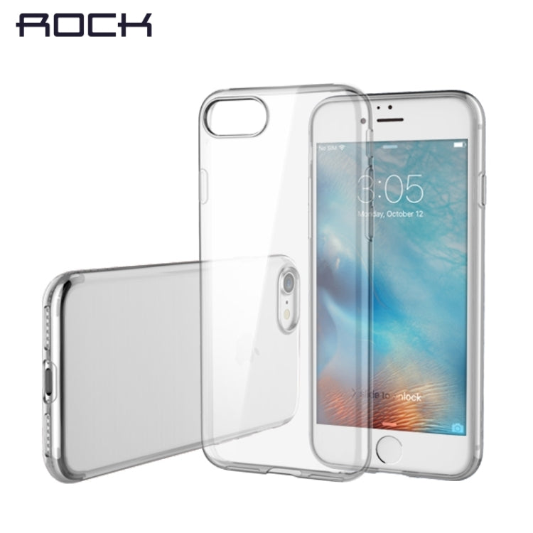 Rock for  iPhone 8 & 7  Transparent Ultrathin Soft TPU Protective Back Case without USB Anti-Dust Plug(Gold)